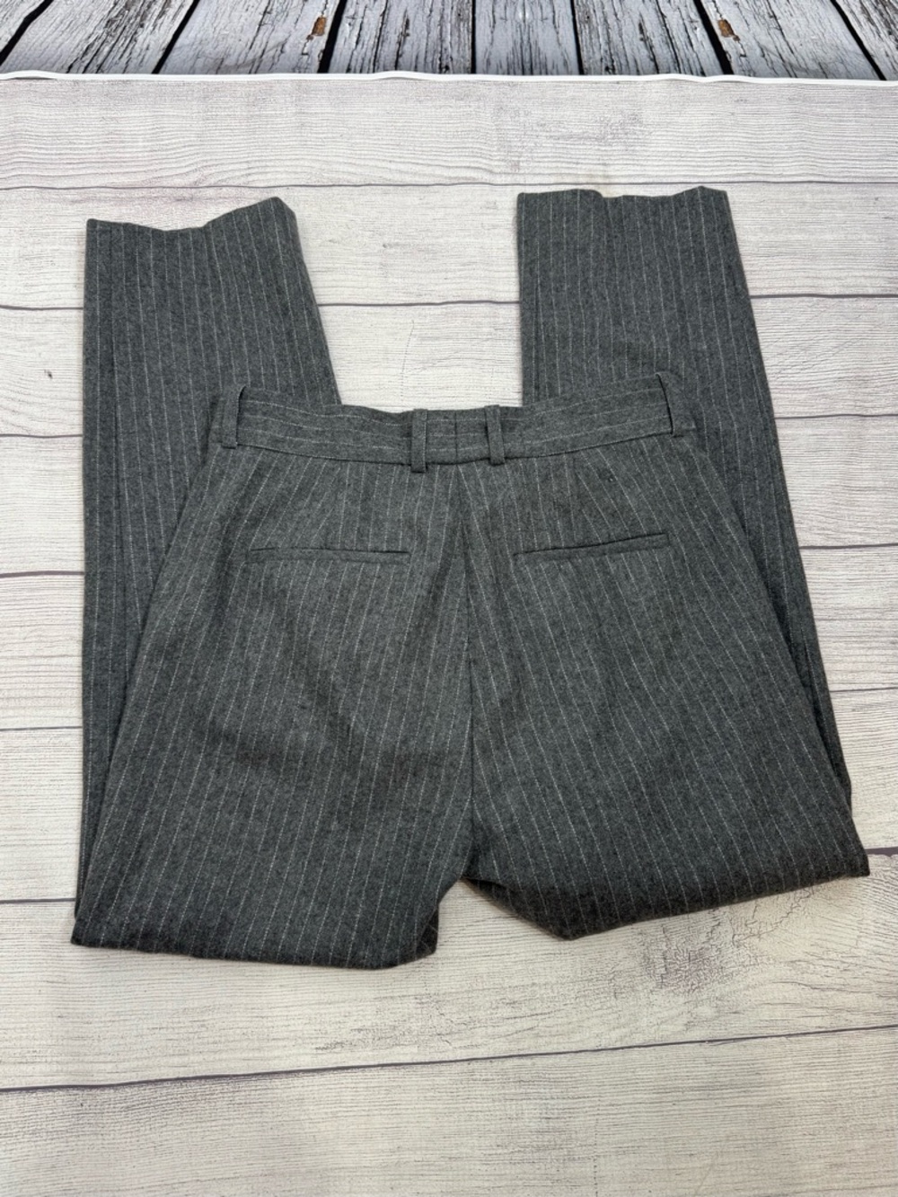 Sandro Paris Gray Pinstripe Wool Dress Classic  designer Pants Size 40 / US 8 - Picture 12 of 16